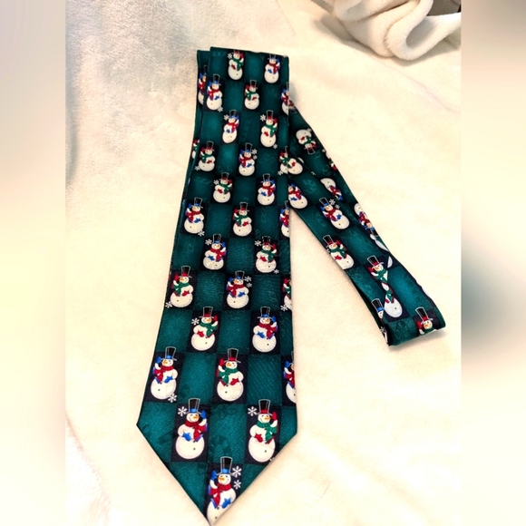 Snowman Winter/Christmas Silk Tie Yule Tie Greetings - Picture 1 of 5